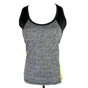 Miami Mix Activewear‎ Racerback Tank Women's Large Heather Gray Black Yellow NEW
